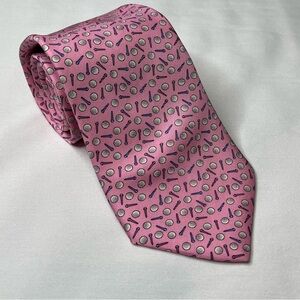 NEW Izod Pink Golf Tees & Balls Men's Neck Tie. 100% Silk. Made in USA